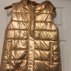 Rose Gold puffy vest w/ hood